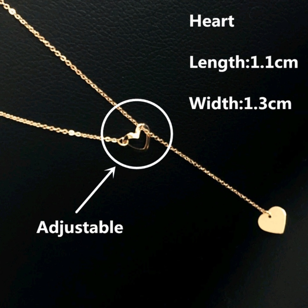 Long Adjustable Heart Chain Necklace - Picture 2 of 3